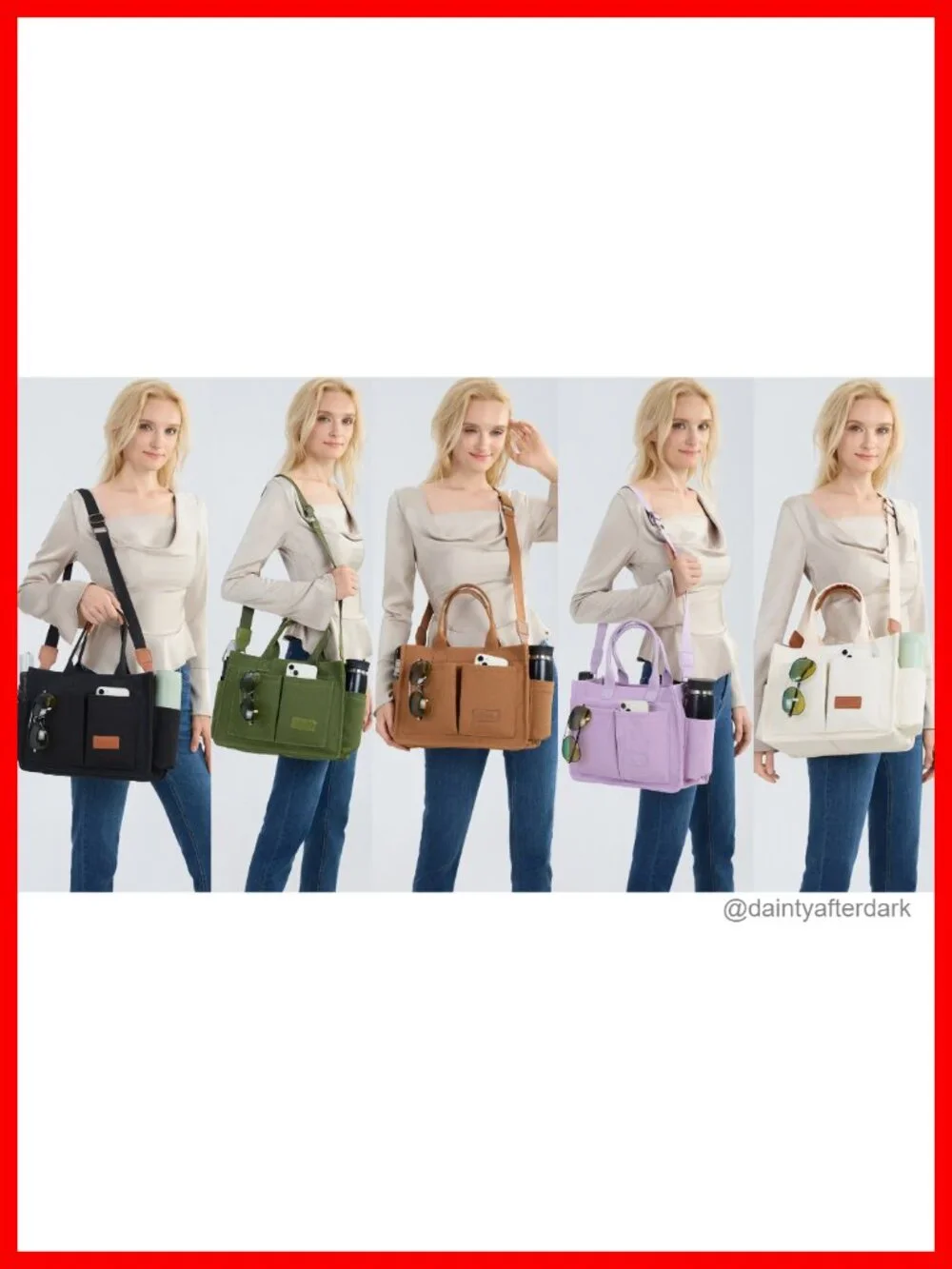 Canvas Tote Bag for Women, Large Work Laptop Crossbody Purse, Travel Nurse